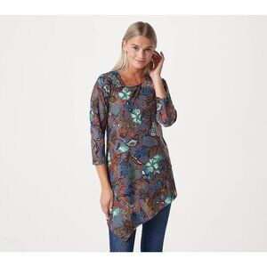 Attitudes by Renee Regular Asymmetric Jacquard Tunic Size Large Whimsical Boho